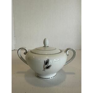 Vintage Mini Sugar Bowl & Lid Silver Wheat Fukagawa Arita 928 Japan Porcelain